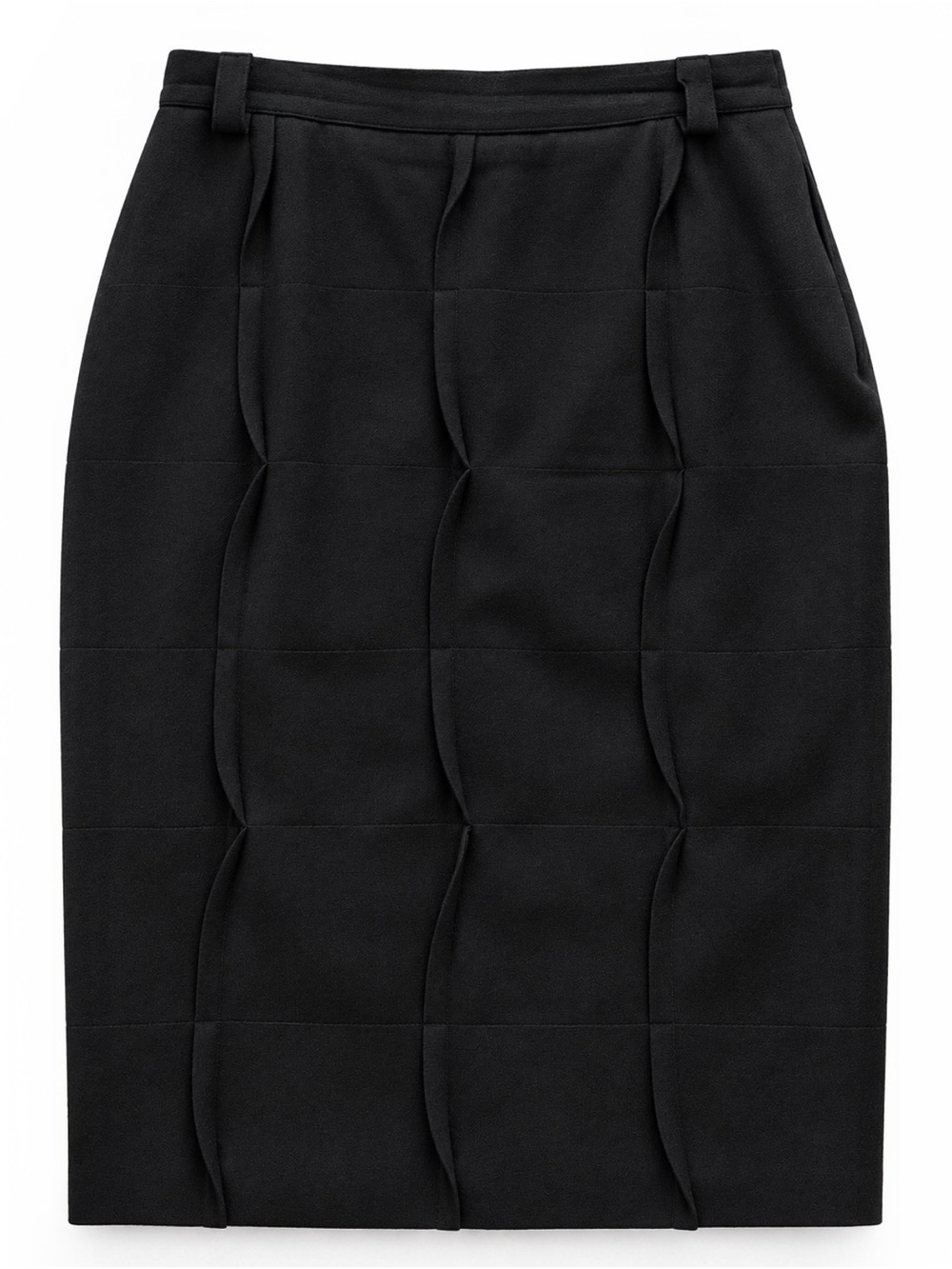 100% Wool Made in Italy Classic Black Tailored Pencil Skirt Small
